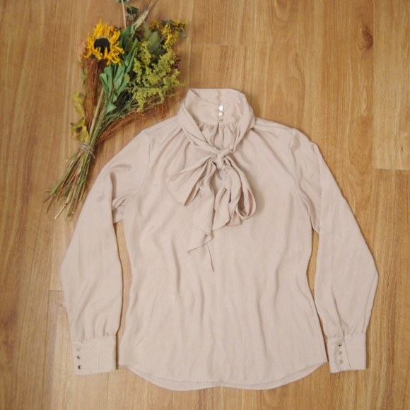 Ann Taylor Tops - Ann Taylor Pink Crepe Blouse with Bow